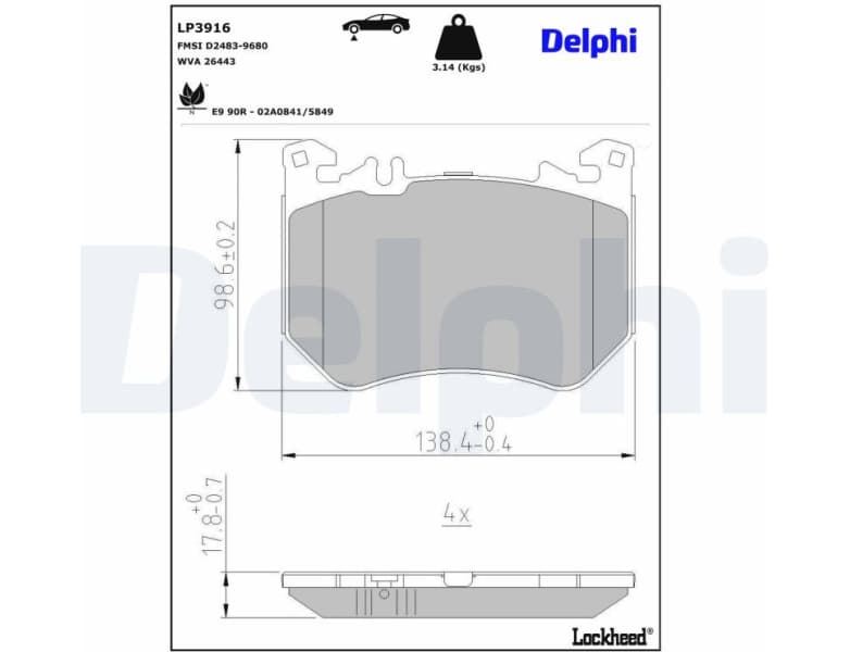 Brake Pad Set, disc brake LP3916