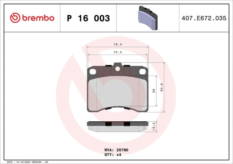 Brake Pad Set, disc brake PRIME LINE P 16 003