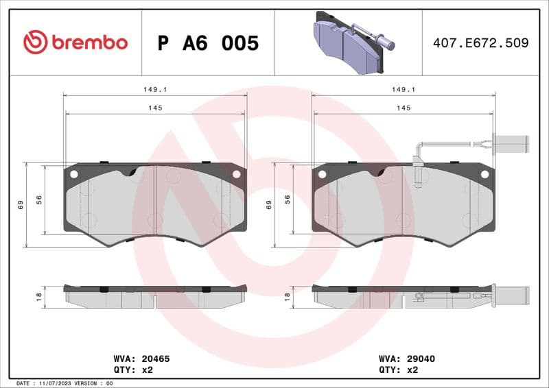 Brake Pad Set, disc brake PRIME LINE P A6 005