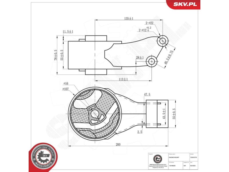 Mounting, engine 75SKV270