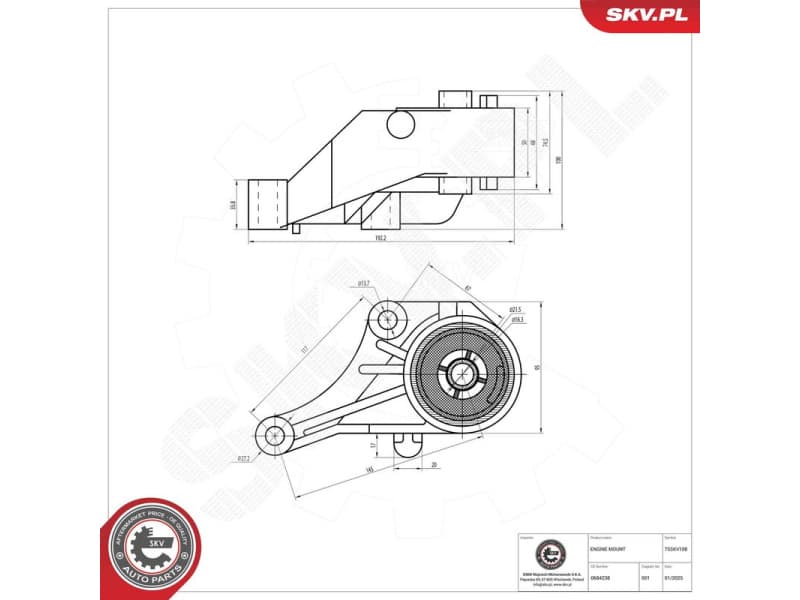 Mounting, engine 75SKV108