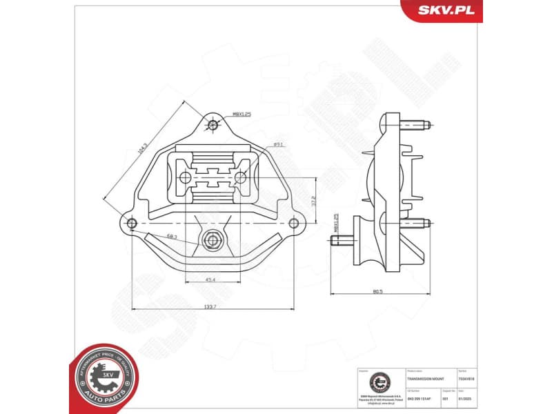 Mounting, automatic transmission 75SKV818