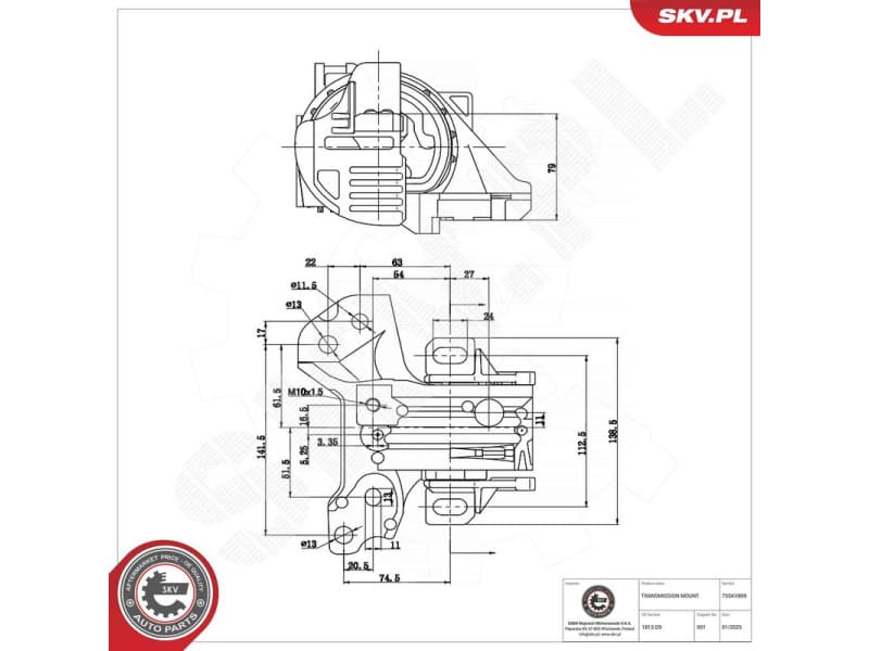 Mounting, automatic transmission 75SKV809