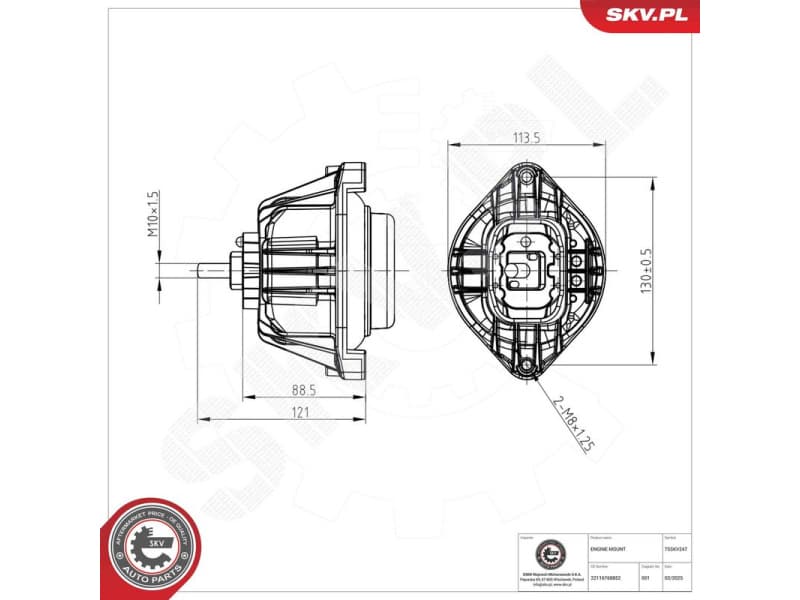 Mounting, engine 75SKV247