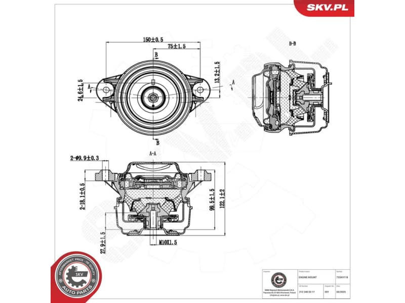 Mounting, engine 75SKV118