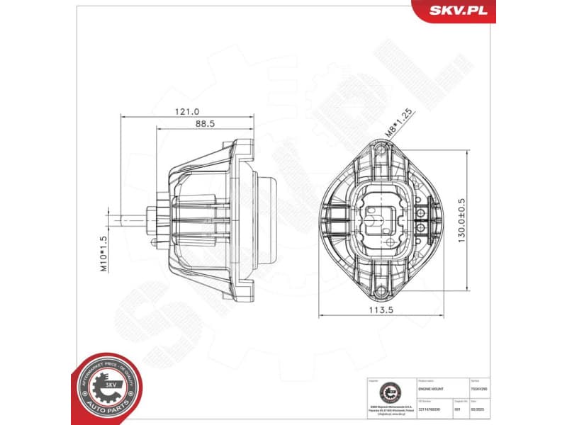 Mounting, engine 75SKV290