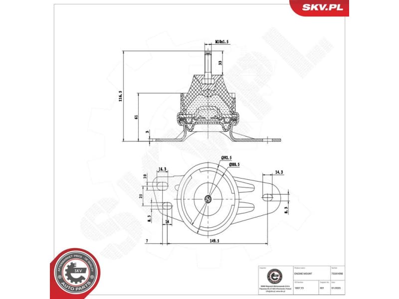 Mounting, engine 75SKV098