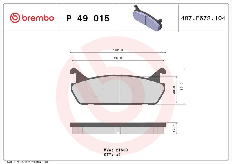 Brake Pad Set, disc brake PRIME LINE P 49 015