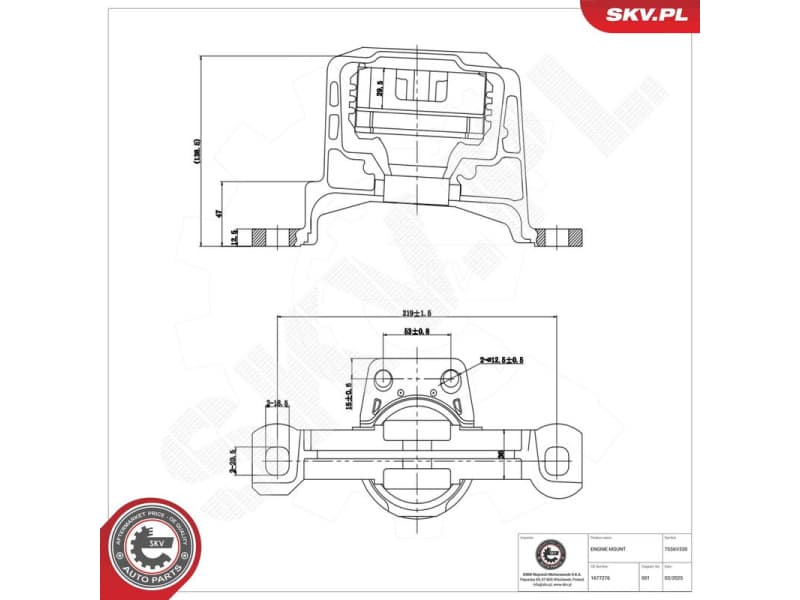 Mounting, engine 75SKV330