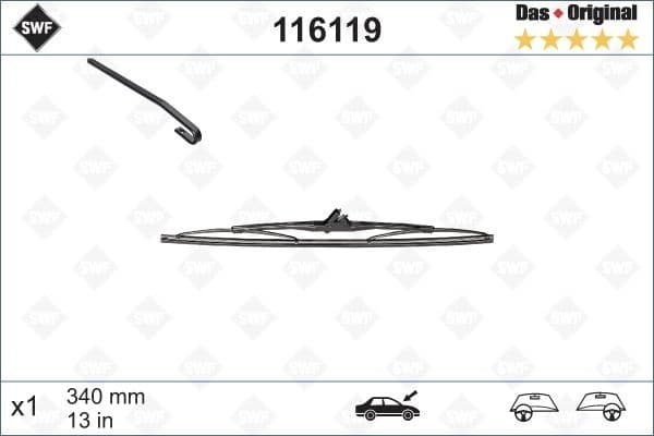 Wiper Blade DAS ORIGINAL SINGLE 116119