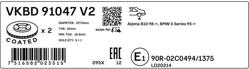 Brake Disc VKBD 91047 V2 - image 3