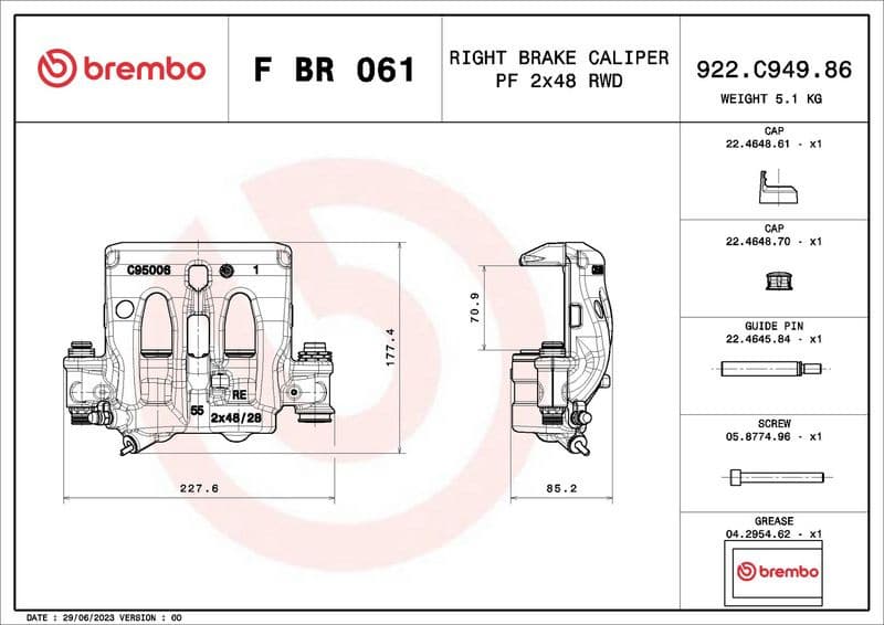 Brake Caliper PRIME LINE FBR061 - image 2
