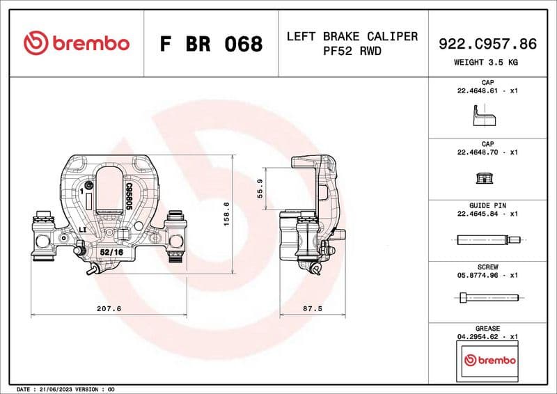 Brake Caliper PRIME LINE FBR068 - image 2