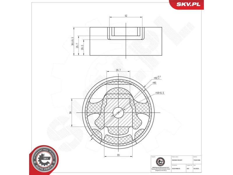 Mounting, engine 75SKV308