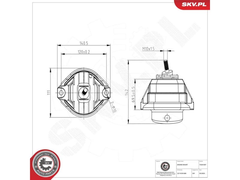 Mounting, engine 75SKV287