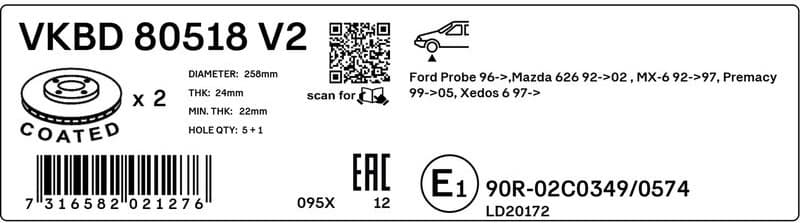 Brake Disc VKBD 80518 V2