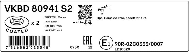 Brake Disc VKBD 80941 S2 - image 3