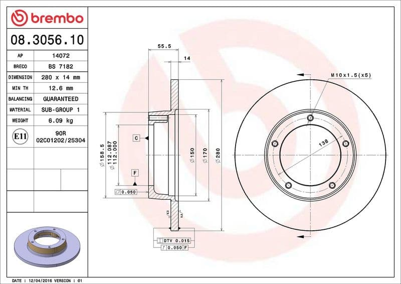 Brake Disc PRIME LINE 08.3056.10