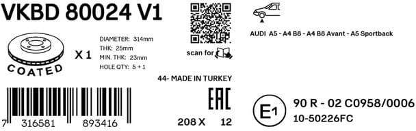Brake Disc VKBD 80024 V1 - image 2