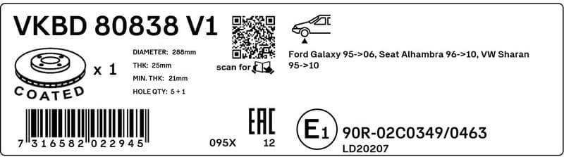 Brake Disc VKBD 80838 V1 - image 2