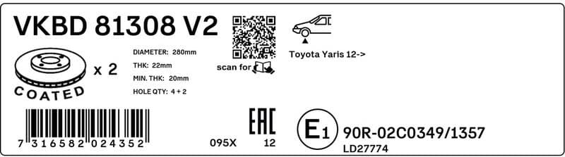 Brake Disc VKBD 81308 V2 - image 2