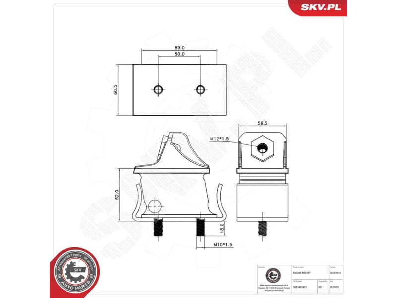 Mounting, engine 75SKV016