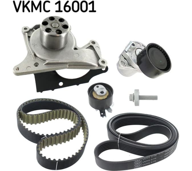 Water Pump + Timing/V-ribbed Belt Set MASTERKIT VKMC 16001