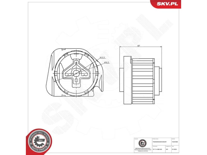 Mounting, automatic transmission 75SKV806