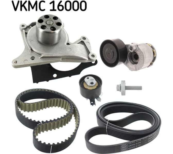 Water Pump + Timing/V-ribbed Belt Set MASTERKIT VKMC 16000