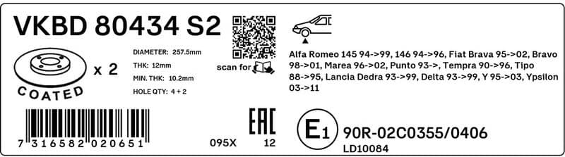 Brake Disc VKBD 80434 S2 - image 3