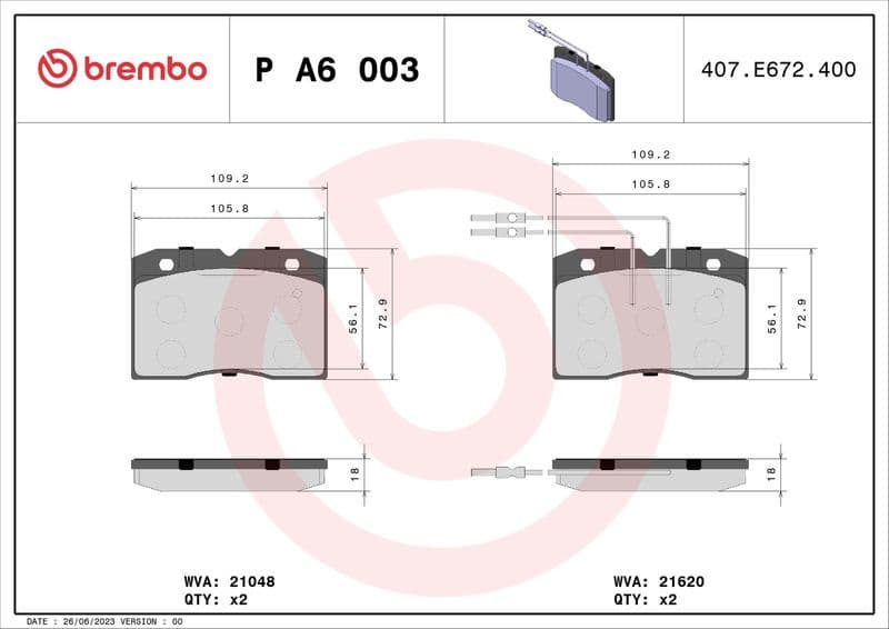Brake Pad Set, disc brake PRIME LINE P A6 003
