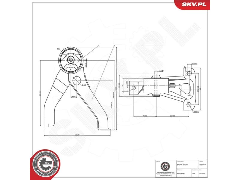 Mounting, engine 75SKV225