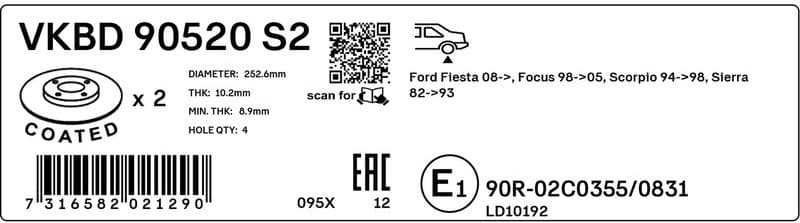 Brake Disc VKBD 90520 S2 - image 3