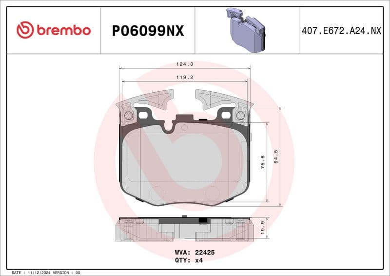Brake Pad Set, disc brake XTRA LINE - Ceramic P 06 099NX