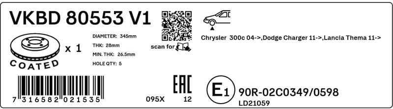 Brake Disc VKBD 80553 V1 - image 3