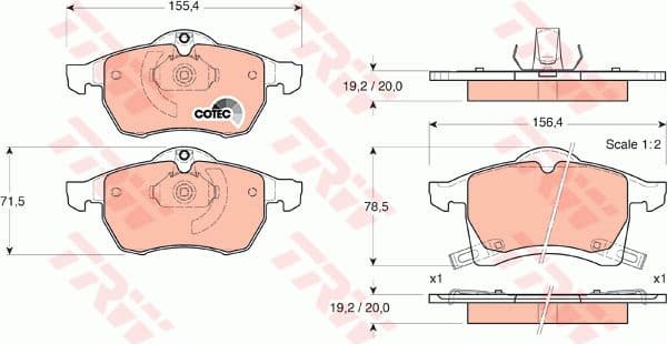 Brake pads front, Top Quality GDB1350
