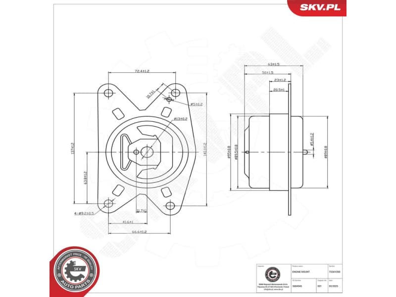 Mounting, engine 75SKV260