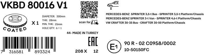 Brake Disc VKBD 80016 V1 - image 3