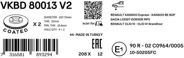 Brake Disc VKBD 80013 V2 - image 3