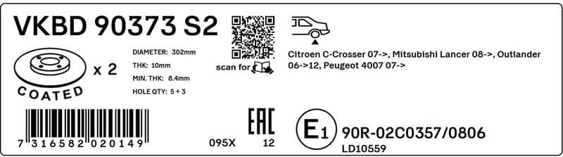 Brake Disc VKBD 90373 S2
