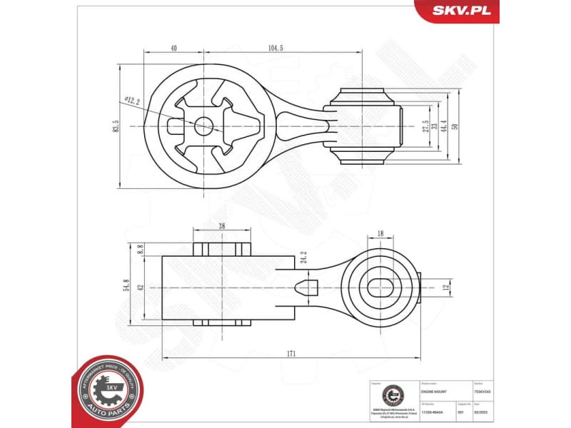 Mounting, engine 75SKV243