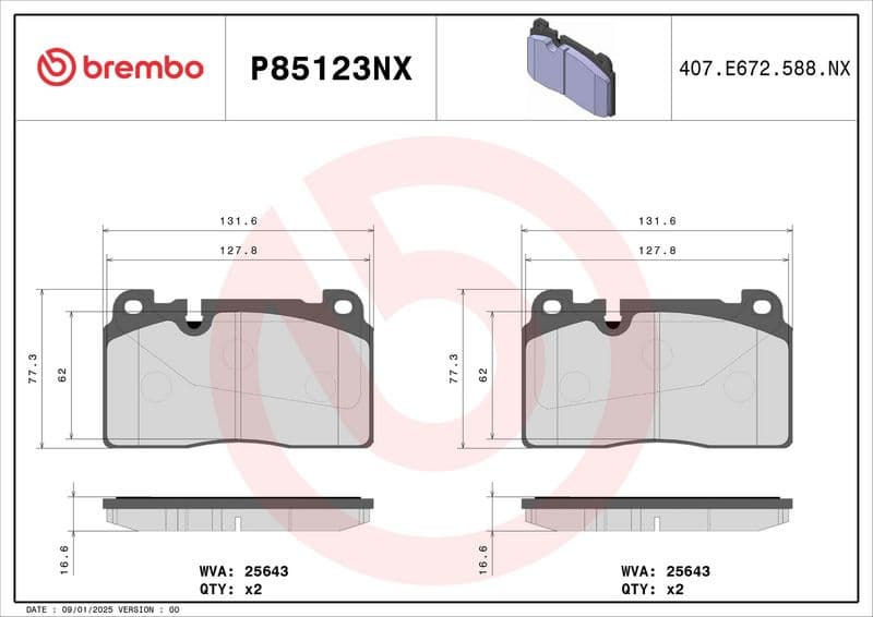 Brake Pad Set, disc brake XTRA LINE - Ceramic P 85 123NX