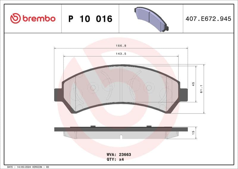 Brake Pad Set, disc brake PRIME LINE P 10 016