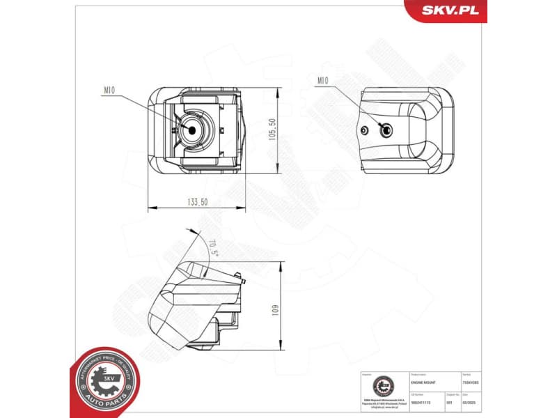 Mounting, engine 75SKV283