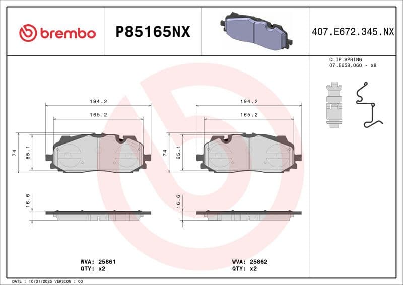 Brake Pad Set, disc brake XTRA LINE - Ceramic P 85 165NX