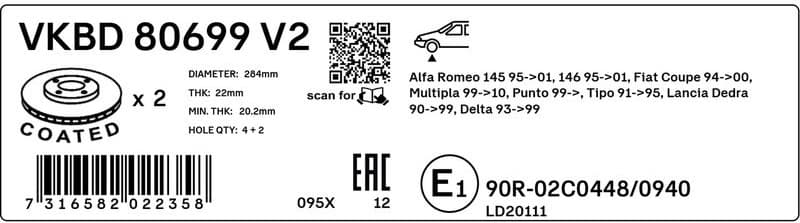 Brake Disc VKBD 80699 V2 - image 3