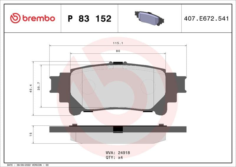 Brake Pad Set, disc brake PRIME LINE P83152 - image 3