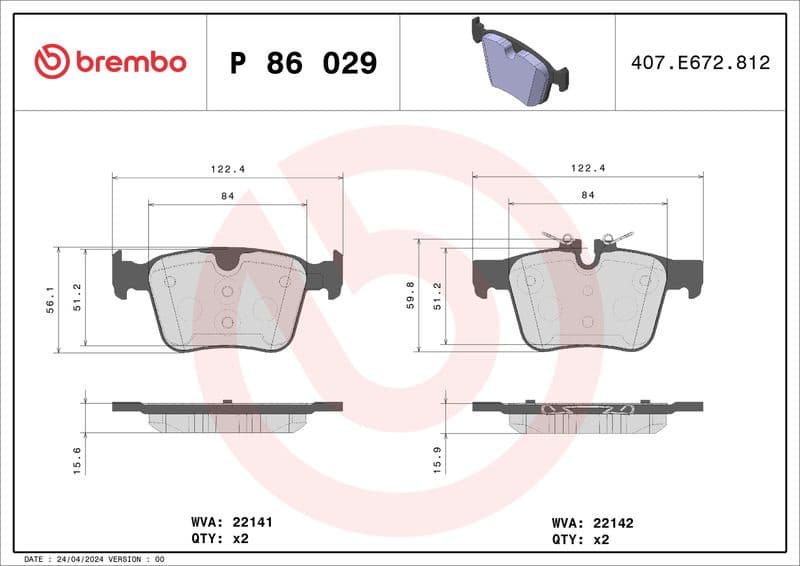 Brake pads rear, Top Quality P86029 - image 3