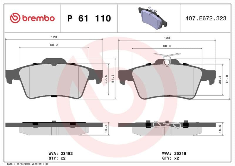Brake pads rear, Top Quality P61110 - image 3