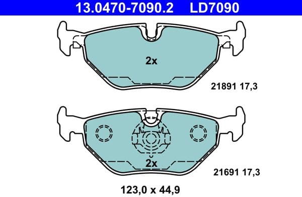 Brake Pad Set, disc brake ATE Ceramic 13.0470-7090.2 - image 2